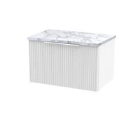 Balterley Tixall Fluted 1 Drawer Wall Hung Vanity Unit With Laminate Worktop, Satin White, 600mm