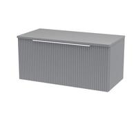 Tixall Fluted 1 Drawer Wall Hung Vanity Unit with Worktop, Satin Grey, 800mm