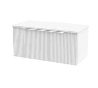 Tixall Fluted 1 Drawer Wall Hung Vanity Unit with Worktop, Satin White, 800mm