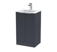 Balterley Tixall Fluted 2 Door Vanity Basin Unit, Dark Grey, 500mm in Grey Balterley Grey