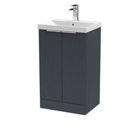 Balterley Tixall Fluted 2 Door Vanity Basin Unit, Dark Grey, 500mm in Grey Balterley Grey