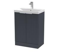 Balterley Tixall Fluted 2 Door Vanity Basin Unit, Dark Grey, 600mm in Grey Balterley Grey