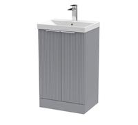 Balterley Tixall Fluted 2 Door Vanity Basin Unit, Satin Grey, 500mm in Grey Balterley Grey