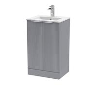 Balterley Tixall Fluted 2 Door Vanity Basin Unit, Satin Grey, 500mm in Grey Balterley Grey