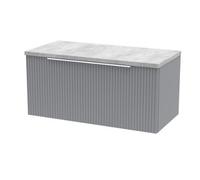 Tixall Fluted Wall Hung Vanity Unit with Laminate Worktop, Satin Grey, 800mm