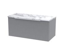 Tixall Fluted Wall Hung Vanity Unit with Laminate Worktop, Satin Grey, 800mm