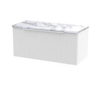 Tixall Fluted Wall Hung Vanity Unit with Laminate Worktop, Satin White, 800mm