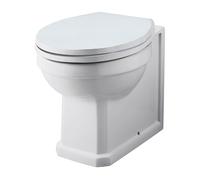 Balterley Traditional Back to Wall Toilet, Round Front Back to Wall Toilet Unit, Space Saving Toilets for Bathroom, Easy to Clean BTW Toilets for Bathrooms - 520mm x 360mm x 400mm (Ceramic White)