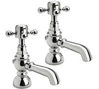 Traditional Bathroom Basin Pillar Taps - Crosshead Handles - Chrome