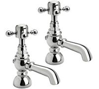 Traditional Bathroom Bath Pillar Taps - Crosshead Handles - Chrome
