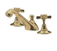 Balterley Traditional Bathroom Crosshead 3 Tap Hole Basin Mixer Tap With Pop-Up Waste - Brushed Brass