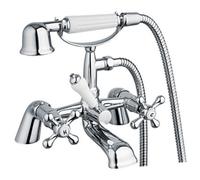 Balterley Traditional Bathroom Crosshead And Lever Handle Bath Shower Mixer Tap With Kit - Chrome