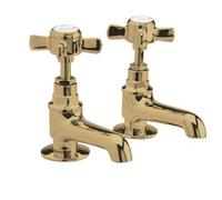 Balterley Traditional Bathroom Crosshead Basin Pillar Taps - Brushed Brass