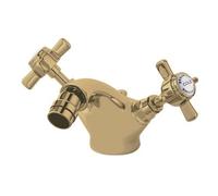 Balterley Traditional Bathroom Crosshead Luxury Mono Bidet Mixer Tap With Pop-Up Waste - Brushed Brass