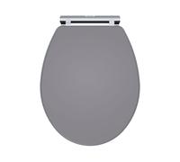 Balterley Wooden Oval Shape Toilet Seat Soft Close, Top Fix Soft Close Toilet Seat, Oval Seats for Toilets with Adjustable Hinges & Quick Release for Easy Cleaning - 350 x 451 x 60 mm (Grey)
