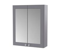 Classic Wall Hung 2 Soft Close Door Mirror Cabinet Satin Grey 600mm Balterley Grey One Size