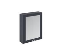 Balterley Traditional Bathroom Wall Mounted 2 Soft-Close Doors Mirror Cabinet With 1 Shelf Storage, Dark Grey, 715 X 600 X 182mm