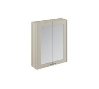Balterley Traditional Bathroom Wall Mounted 2 Soft-Close Doors Mirror Cabinet With 1 Shelf Storage, Pebble Grey, 715 X 600 X 182mm