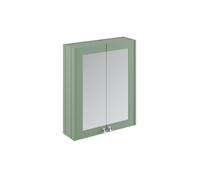 Balterley Traditional Bathroom Wall Mounted 2 Soft-Close Doors Mirror Cabinet With 1 Shelf Storage, Satin Green, 715 X 600 X 182mm