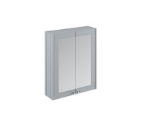 Balterley Traditional Bathroom Wall Mounted 2 Soft-Close Doors Mirror Cabinet With 1 Shelf Storage, Satin Grey, 715 X 600 X 182mm