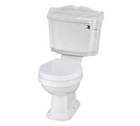 Balterley Close Coupled Toilet with Cistern, Traditional Bathroom Toilet Cistern with Round Pan & Chrome Lever Handle, WC Toilets for Bathrooms & Cloakroom - 715mm x 715mm x 855mm (White)