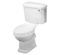 Balterley Close Coupled Toilet with Cistern & Soft Close Seat, Bathroom Toilet Cistern with Round Seat Pan & Dual Flush, WC Toilets for Bathrooms & Cloakroom - 470mm x 690mm x 820mm (White)