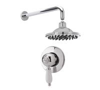 Balterley Traditional Concealed Manual Valve with Head Arm Shower Set White in Silver Balterley Silver