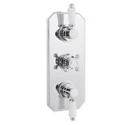 Balterley Concealed Thermostatic Shower Valve, Traditional Lever & Crosshead Handles with Oval Plate Bathroom Shower Valve, Triple Control 2 Outlet Valves for Showers - 120 x 135 x 280mm (Chrome)