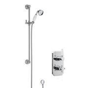 Traditional Concealed Twin Valve & Slide Rail Shower Set - Chrome/white - Balterley