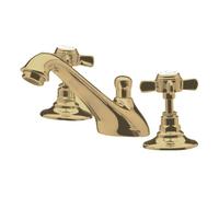 Balterley Traditional Bathroom Crosshead 3 Tap Hole Basin Mixer Tap With Pop-Up Waste - Brushed Brass