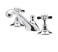 Balterley Traditional Crosshead 3 Tap Hole Basin Tap Pop Up Waste Chrome in Silver Balterley Silver