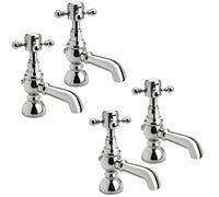 Traditional Crosshead Basin Pillar Taps and Bath Taps Set - Chrome