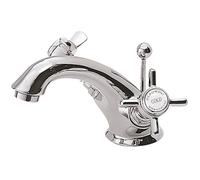 Balterley Bathroom Sink Taps, Mono Basin Mixer Tap, Dual Cross Handles Temperature Control Bathroom Tap, Traditional Spout Monobloc Basin Taps for Cloakroom - 62 x 197 x 112mm (Chrome)