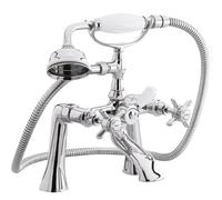 Balterley Traditional Deck Mounted 1 2 Inch Bath Shower Mixer Tap Shower Kit in Silver Balterley Silver