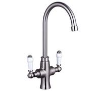 Balterley Traditional Dual Handle Kitchen Mixer Tap, Brushed Nickel