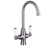 Traditional Dual Handle Kitchen Mixer Tap, Brushed Nickel