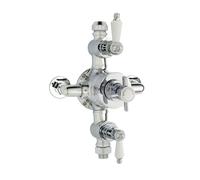 Traditional Exposed Triple Thermostatic Shower Valve - 2 Outlets - Durable Chrome Finish - Luxury Bathroom Fittings By Balterley