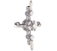 Traditional Exposed Triple Thermostatic Shower Valve - 2 Outlets - Chrome Finish - Premium Bathroom Fitting By Balterley