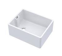 Balterley 595mm Belfast Kitchen Sink Single Bowl with Built-in Weir Style Overflow, Durable Belfast Fireclay White Ceramic Kitchen Sink Bowl, Reversible Farmhouse Sinks - 595 x 455 x 261mm (White)