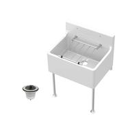 Balterley Utility Sink with Grill, Waste and Legs, Fireclay Ceramic Cleaner Sinks, Traditional Wall Mounted Mid Splashback Utility Outdoor Sink Unit for Garage and Laundry - 515 x 393 x 382mm (White)