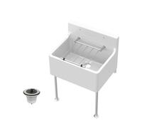 Balterley Utility Sink with Grill, Waste and Legs, Fireclay Ceramic Cleaner Sinks, Traditional Wall Mounted Mid Splashback Utility Outdoor Sink Unit for Garage and Laundry - 515 x 393 x 382mm (White)