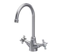 Traditional Mono Mixer Kitchen Tap with Crosshead Handles - Brushed Nickel