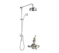Traditional Twin Exposed Valve & Rigid Riser Shower Set - Chrome/White - Balterley