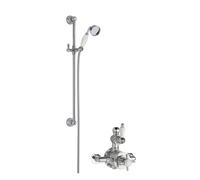 Balterley Traditional Twin Exposed Valve Slide Rail Shower Chrome White in Silver Balterley Silver