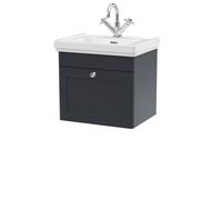 Balterley Traditional Wall Hung 1 Drawer Vanity 1 Tap Hole Fireclay Basin 500mm in Grey Balterley Grey