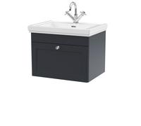 Traditional Wall Hung 1 Drawer Vanity 1 Tap Hole Fireclay Basin 600mm Balterley Black One Size