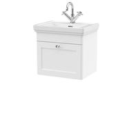 Balterley Traditional Wall Hung Vanity Unit 1 Tap Hole Fireclay Basin 500mm in White Balterley White