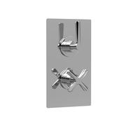 Balterley Twin Concealed Crosshead Thermostatic Shower Valve 1 Outlet Chrome in Silver Balterley Silver