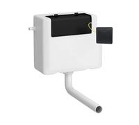 Balterley Universal Dual Flush Side Inlet & Square Flush Plate, Matt Black/White in White Balterley White