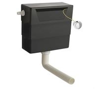 Balterley Concealed Cistern with Dual Flush, Water Saving Side Inlet Concealed Toilet Cistern & Round Flush Plate for Back to Wall & Wall Hung Toilets - 303x136x334mm (Chrome/Black)